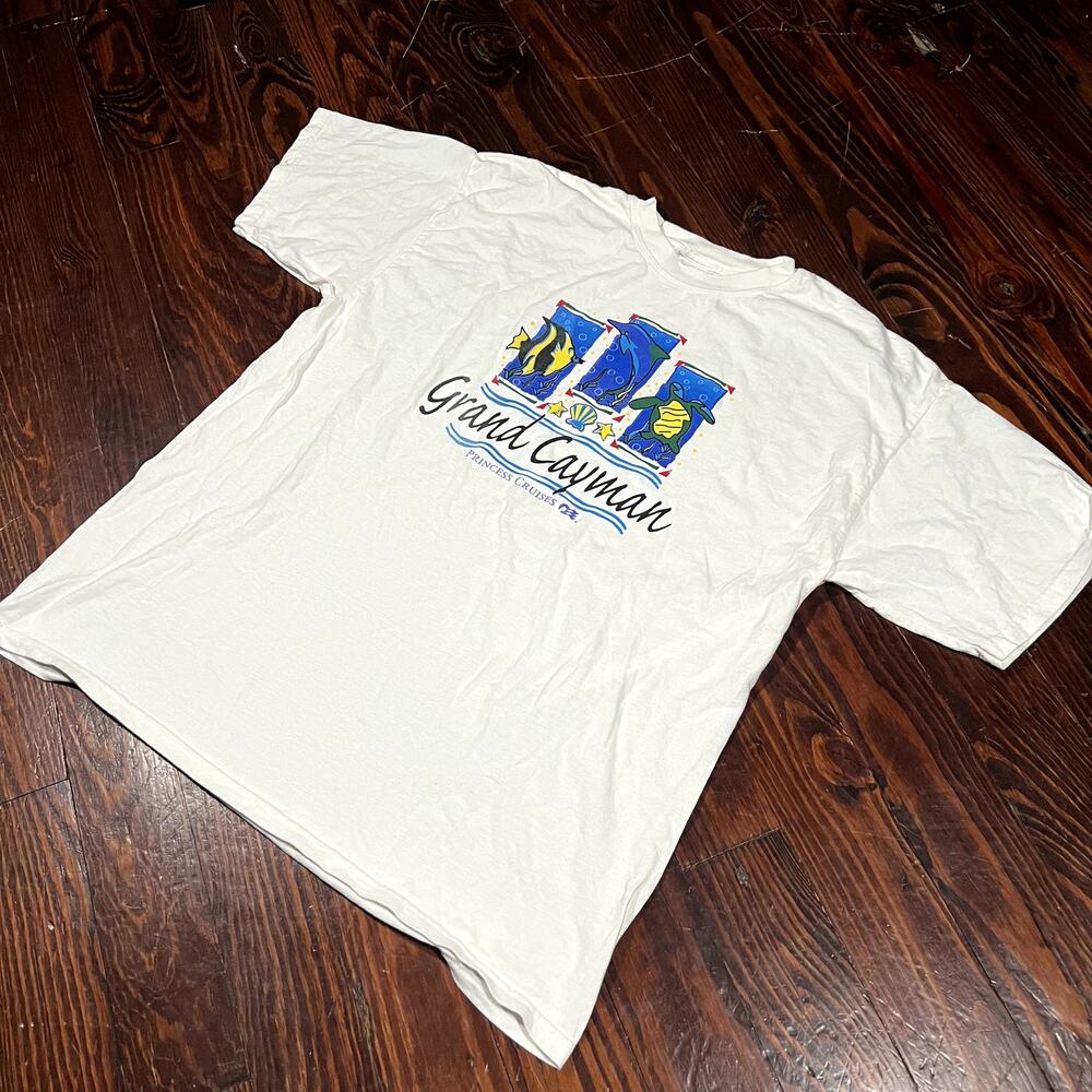 Gildan XL Vacationcore Grand Cayman Princess Cruises Graphic Tee White